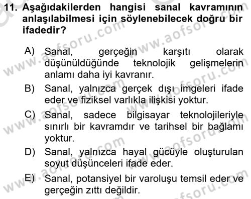 Yeni Medya Sanatı Dersi 2025 - 2026 Yılı (Vize) Ara Sınav Soruları 11. Soru