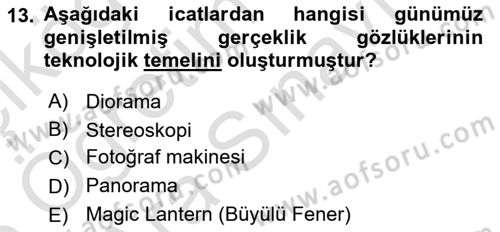 Yeni Medya Sanatı Dersi 2025 - 2026 Yılı (Vize) Ara Sınav Soruları 13. Soru