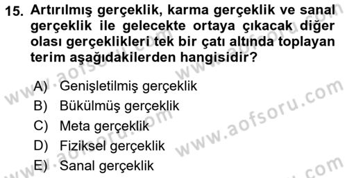 Yeni Medya Sanatı Dersi 2025 - 2026 Yılı (Vize) Ara Sınav Soruları 15. Soru