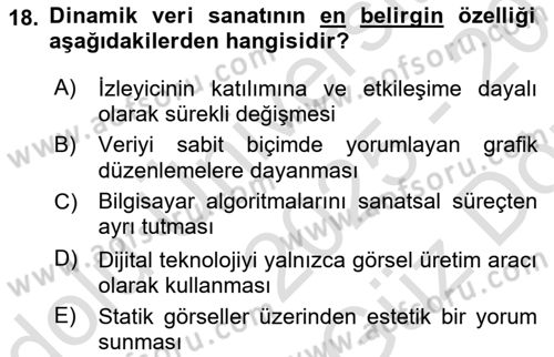 Yeni Medya Sanatı Dersi 2025 - 2026 Yılı (Vize) Ara Sınav Soruları 18. Soru