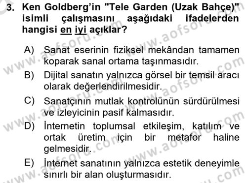 Yeni Medya Sanatı Dersi 2025 - 2026 Yılı (Vize) Ara Sınav Soruları 3. Soru