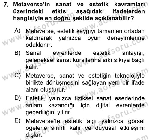 Yeni Medya Sanatı Dersi 2025 - 2026 Yılı (Vize) Ara Sınav Soruları 7. Soru
