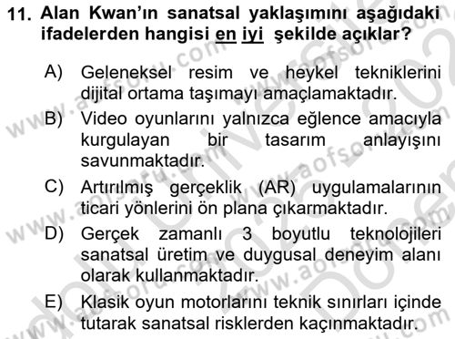 Yeni Medya Sanatı Dersi 2025 - 2026 Yılı (Final) Dönem Sonu Sınav Soruları 11. Soru