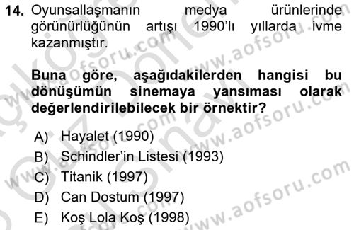 Yeni Medya Sanatı Dersi 2025 - 2026 Yılı (Final) Dönem Sonu Sınav Soruları 14. Soru