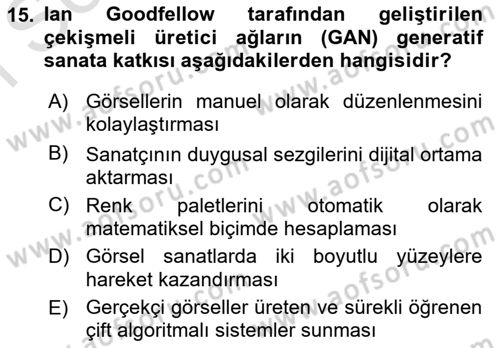 Yeni Medya Sanatı Dersi 2025 - 2026 Yılı (Final) Dönem Sonu Sınav Soruları 15. Soru