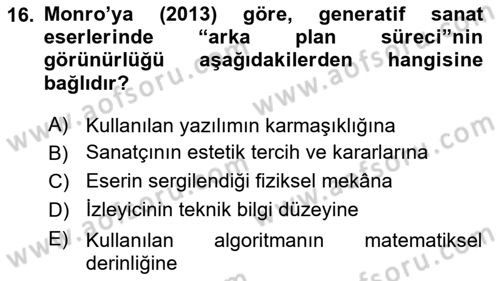 Yeni Medya Sanatı Dersi 2025 - 2026 Yılı (Final) Dönem Sonu Sınav Soruları 16. Soru