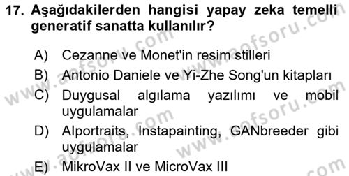 Yeni Medya Sanatı Dersi 2025 - 2026 Yılı (Final) Dönem Sonu Sınav Soruları 17. Soru