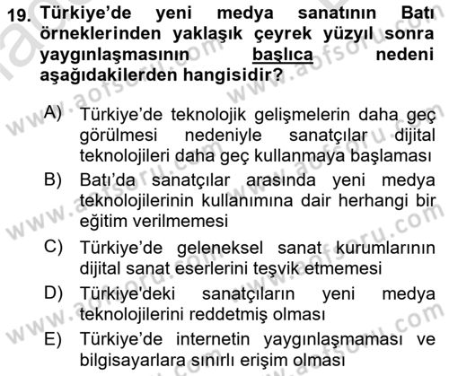 Yeni Medya Sanatı Dersi 2025 - 2026 Yılı (Final) Dönem Sonu Sınav Soruları 19. Soru