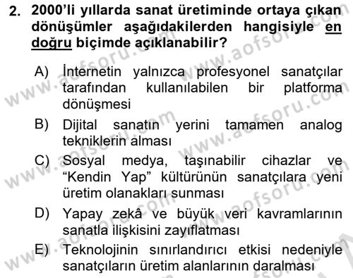 Yeni Medya Sanatı Dersi 2025 - 2026 Yılı (Final) Dönem Sonu Sınav Soruları 2. Soru