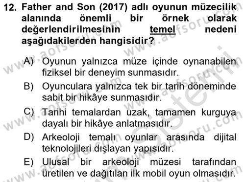 Yeni Medya Sanatı Dersi 2025 - 2026 Yılı Yaz Okulu Sınav Soruları 12. Soru