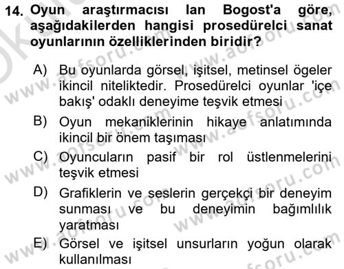 Yeni Medya Sanatı Dersi 2025 - 2026 Yılı Yaz Okulu Sınav Soruları 14. Soru