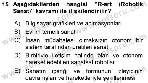 Yeni Medya Sanatı Dersi 2025 - 2026 Yılı Yaz Okulu Sınav Soruları 15. Soru