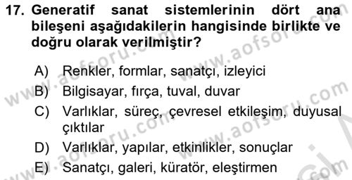 Yeni Medya Sanatı Dersi 2025 - 2026 Yılı Yaz Okulu Sınav Soruları 17. Soru