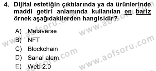 Yeni Medya Sanatı Dersi 2025 - 2026 Yılı Yaz Okulu Sınav Soruları 4. Soru