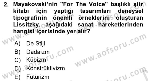 İleri Tipografi Dersi 2022 - 2023 Yılı Yaz Okulu Sınav Soruları 2. Soru