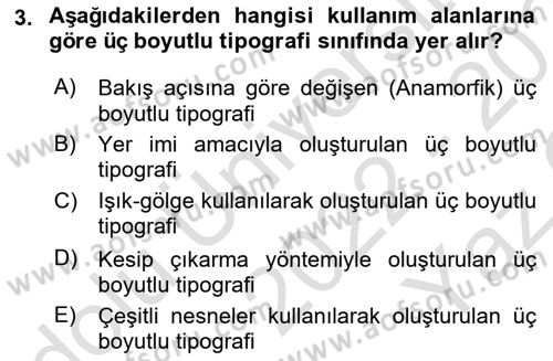 İleri Tipografi Dersi 2022 - 2023 Yılı Yaz Okulu Sınav Soruları 3. Soru