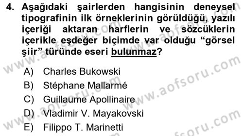 İleri Tipografi Dersi 2022 - 2023 Yılı Yaz Okulu Sınav Soruları 4. Soru