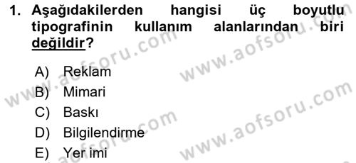 İleri Tipografi Dersi 2023 - 2024 Yılı (Vize) Ara Sınav Soruları 1. Soru