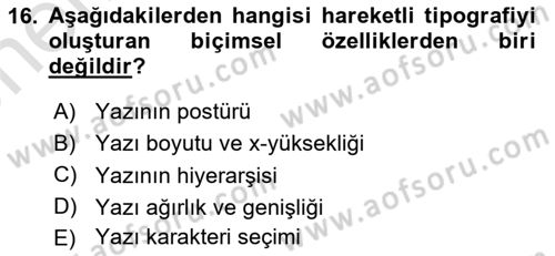İleri Tipografi Dersi 2023 - 2024 Yılı (Vize) Ara Sınav Soruları 16. Soru