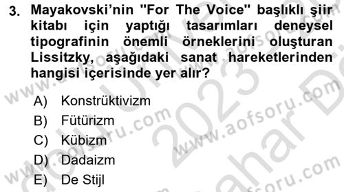 İleri Tipografi Dersi 2023 - 2024 Yılı (Vize) Ara Sınav Soruları 3. Soru