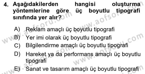 İleri Tipografi Dersi 2023 - 2024 Yılı (Vize) Ara Sınav Soruları 4. Soru