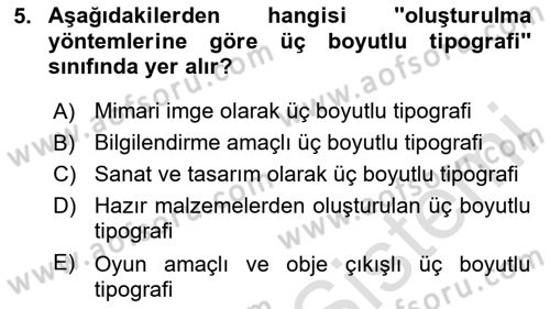 İleri Tipografi Dersi 2023 - 2024 Yılı (Vize) Ara Sınav Soruları 5. Soru