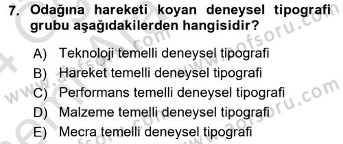 İleri Tipografi Dersi 2023 - 2024 Yılı (Vize) Ara Sınav Soruları 7. Soru