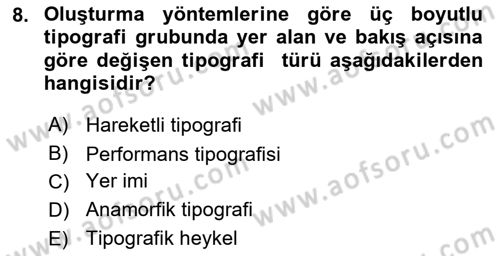 İleri Tipografi Dersi 2023 - 2024 Yılı (Vize) Ara Sınav Soruları 8. Soru