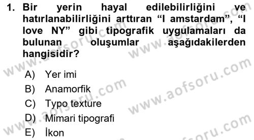 İleri Tipografi Dersi 2023 - 2024 Yılı (Final) Dönem Sonu Sınav Soruları 1. Soru