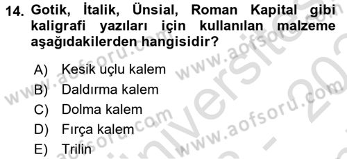 İleri Tipografi Dersi 2023 - 2024 Yılı (Final) Dönem Sonu Sınav Soruları 14. Soru