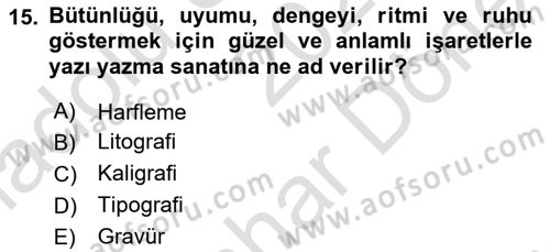 İleri Tipografi Dersi 2023 - 2024 Yılı (Final) Dönem Sonu Sınav Soruları 15. Soru
