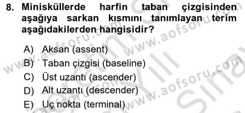 İleri Tipografi Dersi 2023 - 2024 Yılı (Final) Dönem Sonu Sınav Soruları 8. Soru