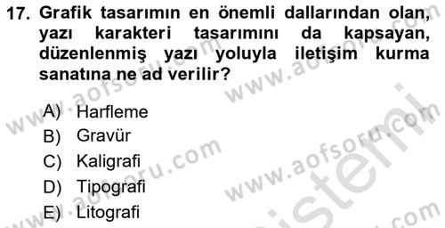 İleri Tipografi Dersi 2023 - 2024 Yılı Yaz Okulu Sınav Soruları 17. Soru