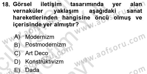 İleri Tipografi Dersi 2023 - 2024 Yılı Yaz Okulu Sınav Soruları 18. Soru