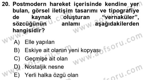 İleri Tipografi Dersi 2023 - 2024 Yılı Yaz Okulu Sınav Soruları 20. Soru