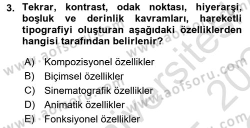 İleri Tipografi Dersi 2023 - 2024 Yılı Yaz Okulu Sınav Soruları 3. Soru