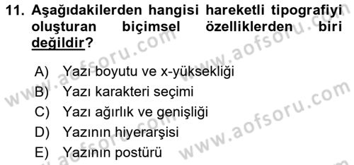 İleri Tipografi Dersi 2024 - 2025 Yılı (Vize) Ara Sınav Soruları 11. Soru