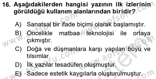 İleri Tipografi Dersi 2024 - 2025 Yılı (Vize) Ara Sınav Soruları 16. Soru