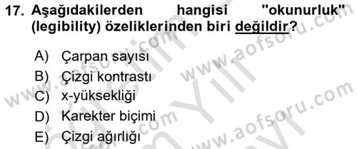 İleri Tipografi Dersi 2024 - 2025 Yılı (Vize) Ara Sınav Soruları 17. Soru