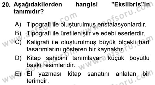 İleri Tipografi Dersi 2024 - 2025 Yılı (Vize) Ara Sınav Soruları 20. Soru