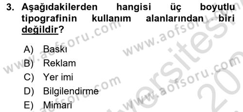 İleri Tipografi Dersi 2024 - 2025 Yılı (Vize) Ara Sınav Soruları 3. Soru