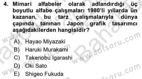 İleri Tipografi Dersi 2024 - 2025 Yılı (Vize) Ara Sınav Soruları 4. Soru