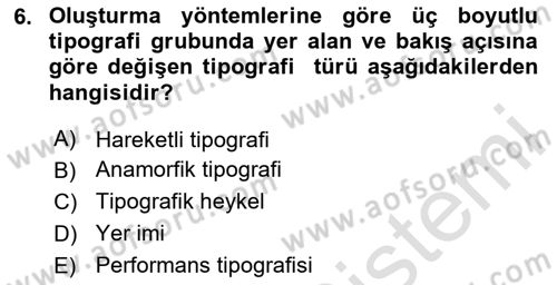 İleri Tipografi Dersi 2024 - 2025 Yılı (Vize) Ara Sınav Soruları 6. Soru