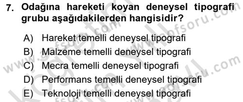 İleri Tipografi Dersi 2024 - 2025 Yılı (Vize) Ara Sınav Soruları 7. Soru