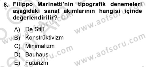 İleri Tipografi Dersi 2024 - 2025 Yılı (Vize) Ara Sınav Soruları 8. Soru