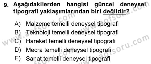 İleri Tipografi Dersi 2024 - 2025 Yılı (Vize) Ara Sınav Soruları 9. Soru