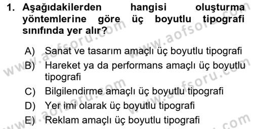 İleri Tipografi Dersi 2024 - 2025 Yılı (Final) Dönem Sonu Sınav Soruları 1. Soru