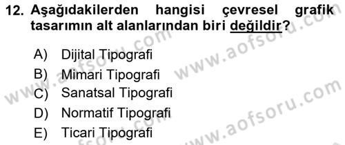 İleri Tipografi Dersi 2024 - 2025 Yılı (Final) Dönem Sonu Sınav Soruları 12. Soru