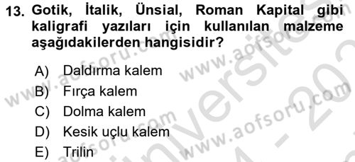 İleri Tipografi Dersi 2024 - 2025 Yılı (Final) Dönem Sonu Sınav Soruları 13. Soru