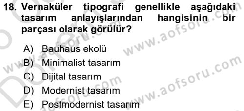 İleri Tipografi Dersi 2024 - 2025 Yılı (Final) Dönem Sonu Sınav Soruları 18. Soru